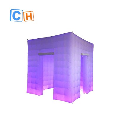 Customized LED party/ wedding tent two doors inflatable booth tent inflatable cube photo booth tent with LED light